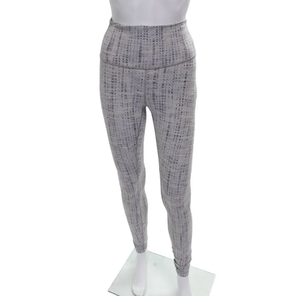 Lululemon Womens Ankle Leggings Gray Geometric Polyester Blend Size 4